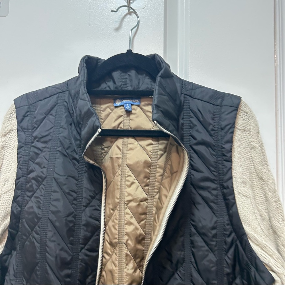 Democracy Black Quilted Vest with Tan Lining - Picture 6 of 12